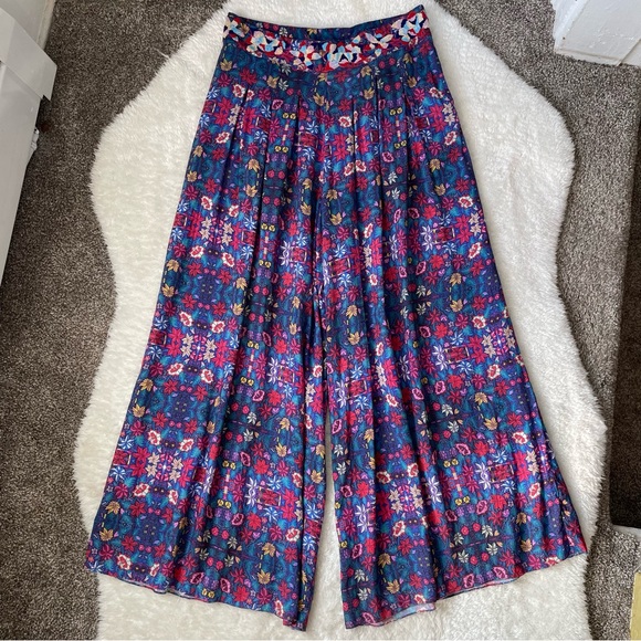 Carolina K floral bohemian beaded high waist palazzo pants